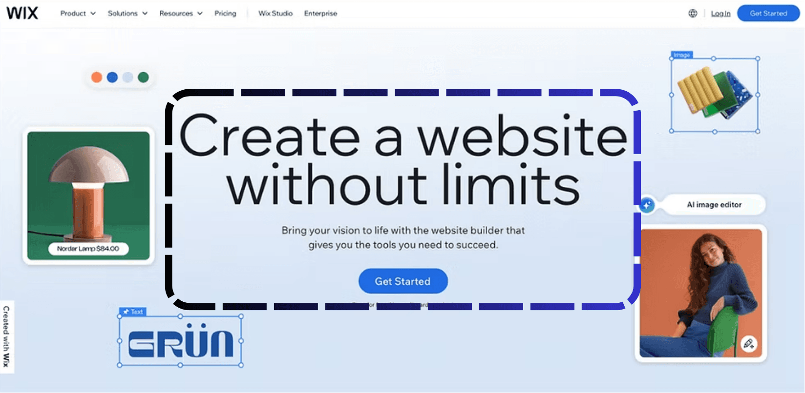 Antarmuka editor Wix